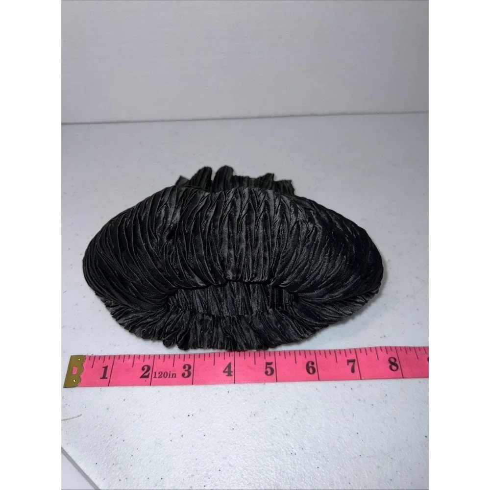 Vintage 1980s Satin Pleated Vanessa Black Cocktail Purse 40